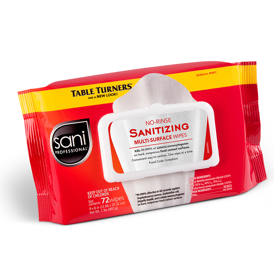 No-Rinse Sanitizing Wipes Softpack - Multi-Surfaces