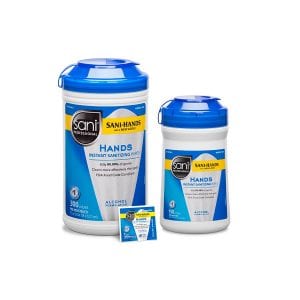 Instant Sanitizing Hand Wipes, (formerly Sani-Hands) Blue Canister