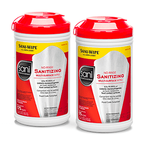 No-Rinse Sanitizing Surface Wipes in Canisters