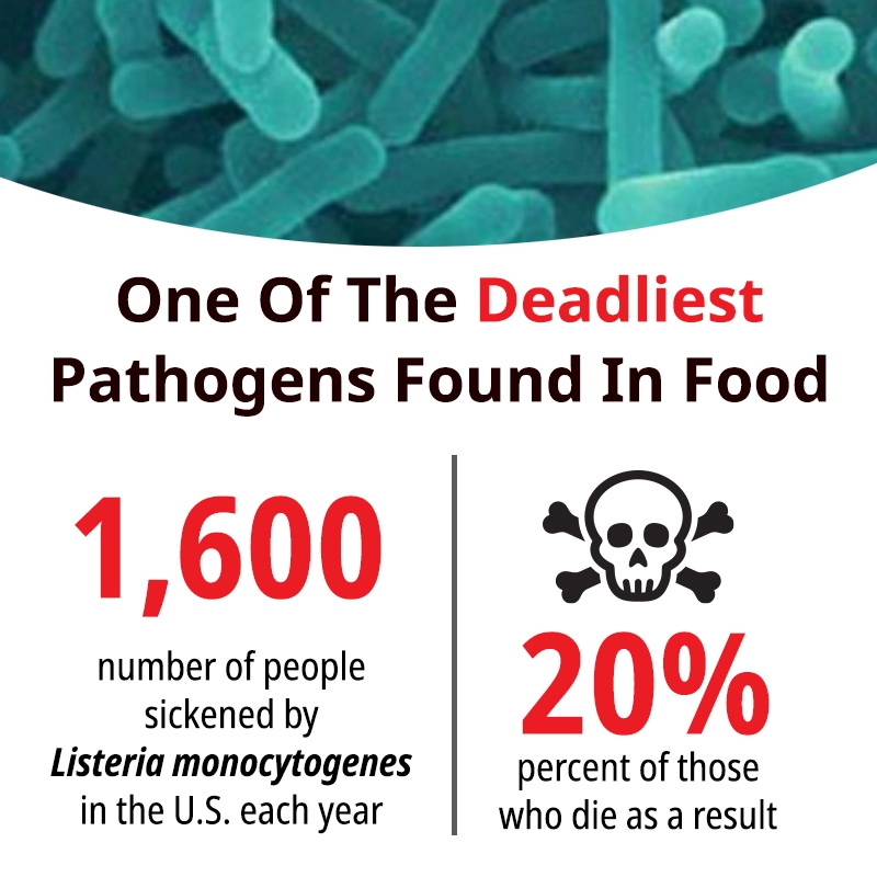 Listeria - One of the most dangerous pathogens found in food.